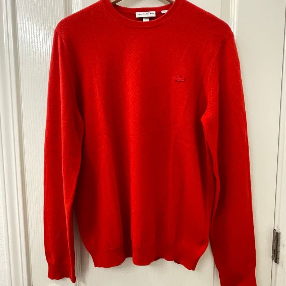 Lacoste Men's Cashmere Crew Neck Red Sweater (NEW) Medium